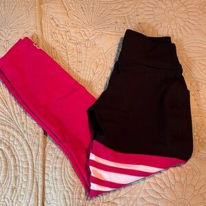 Black with pink thigh high workout leggings XL Bombshell Sportswear
